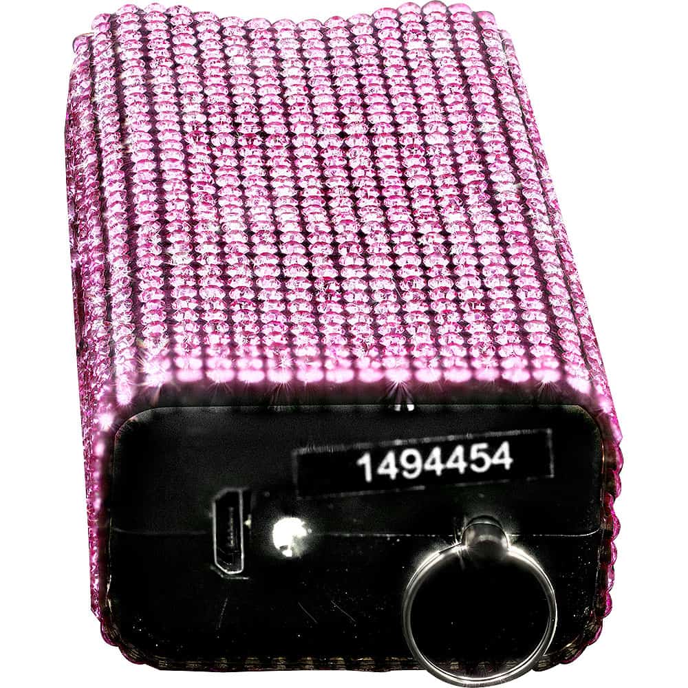 Streetwise RhineStun Keychain Stun Gun — Rhinestone Design, 4.5 Milliamp Output, 120-Lumen LED Flashlight, Rechargeable, Disable Pin Safety, Nylon Holster, Pink and Silver Available - Image 9