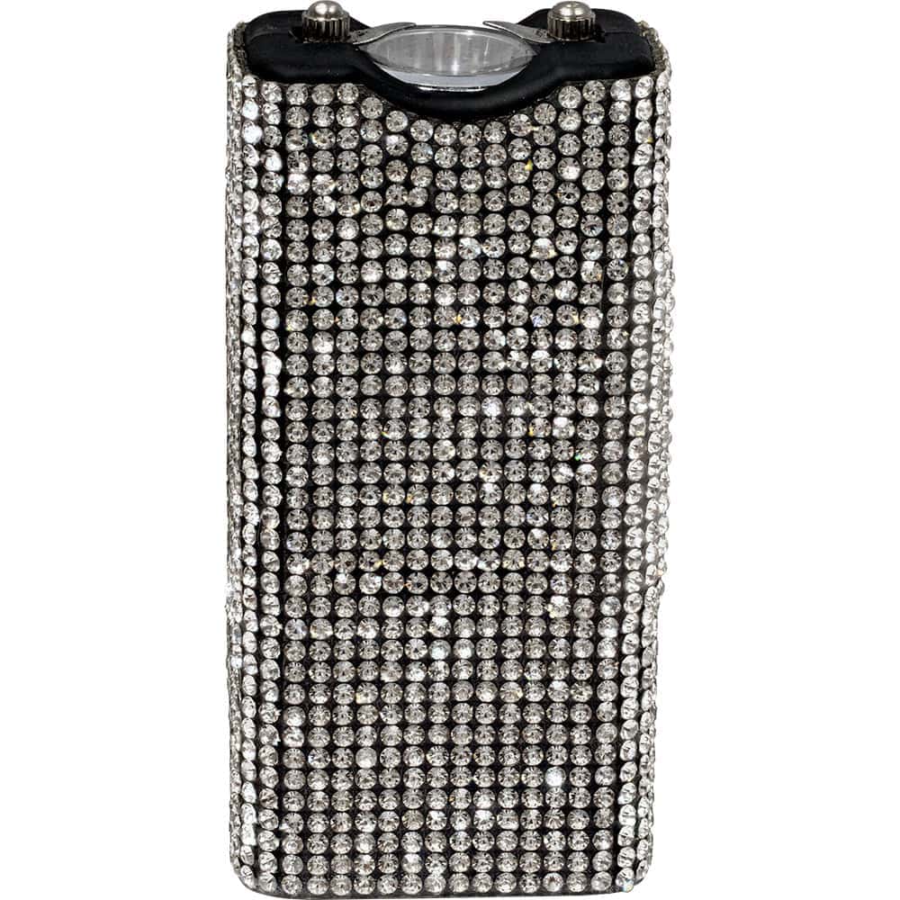 Streetwise RhineStun Keychain Stun Gun — Rhinestone Design, 4.5 Milliamp Output, 120-Lumen LED Flashlight, Rechargeable, Disable Pin Safety, Nylon Holster, Pink and Silver Available