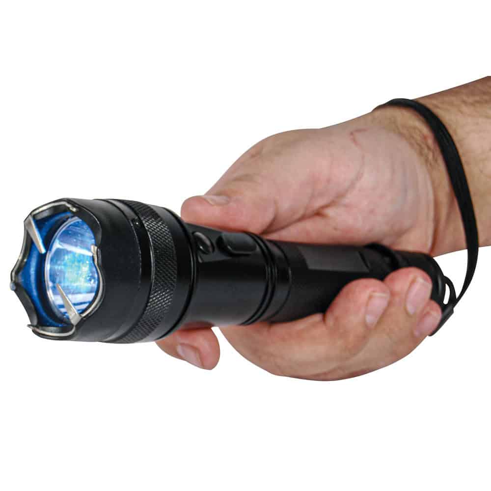 Shorty 75,000,000 Volt Stun Gun Flashlight — Aircraft Aluminum, 4.7 Milliamp Output, 120-Lumen LED, Rechargeable Lithium Battery, On/Off Safety Switch, Nylon Holster, Wrist Strap Lanyard Included - Image 3