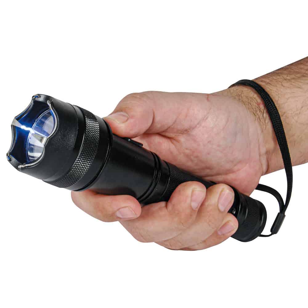 Shorty 75,000,000 Volt Stun Gun Flashlight — Aircraft Aluminum, 4.7 Milliamp Output, 120-Lumen LED, Rechargeable Lithium Battery, On/Off Safety Switch, Nylon Holster, Wrist Strap Lanyard Included - Image 4