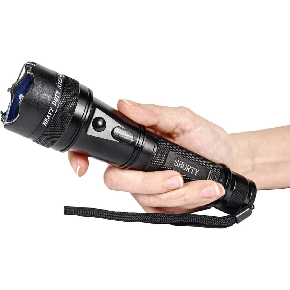 Shorty 75,000,000 Volt Stun Gun Flashlight — Aircraft Aluminum, 4.7 Milliamp Output, 120-Lumen LED, Rechargeable Lithium Battery, On/Off Safety Switch, Nylon Holster, Wrist Strap Lanyard Included - Image 2