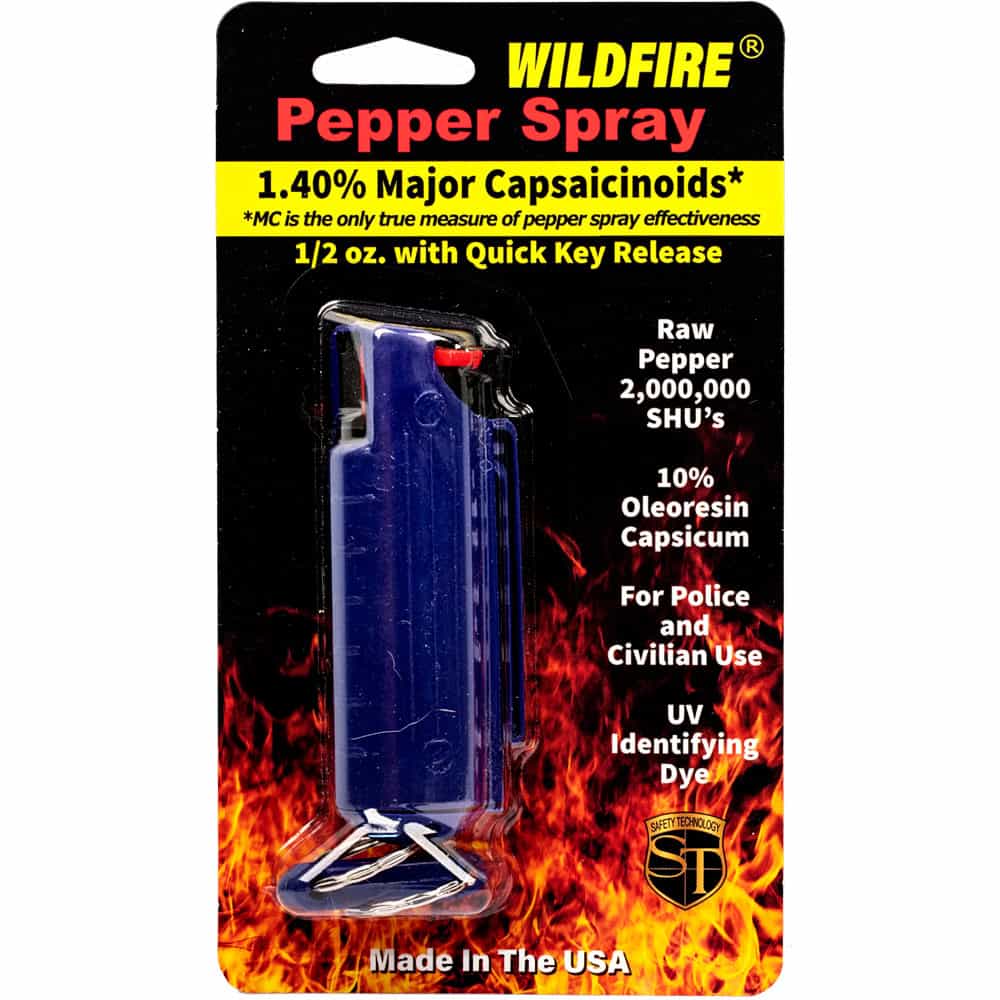 Wildfire 1.4% MC ½ oz Pepper Spray Hard Case with Belt Clip — Stream Pattern, 6-8 Foot Range, Quick Release Keychain, Locking Actuator Safety, UV Dye, 2 Million SHU - Image 6
